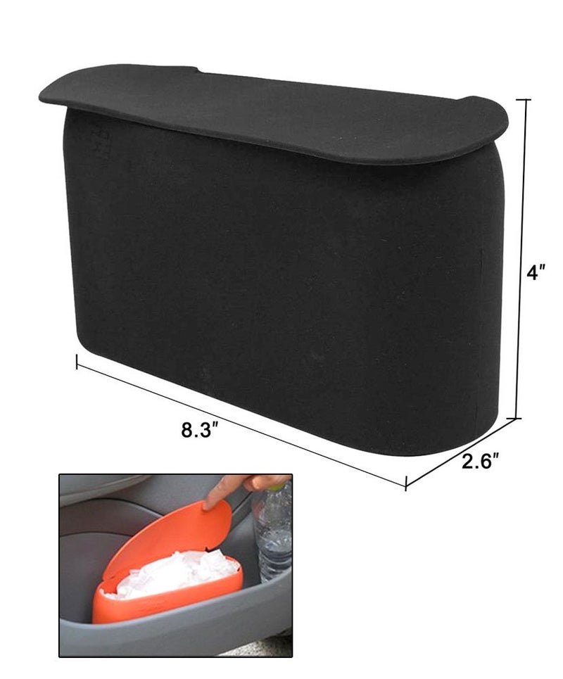 JAVOedge (2 Pack Black Small Car Trash Can with Lid, Flexible Material, Fits in Most Side Doors - Image 3